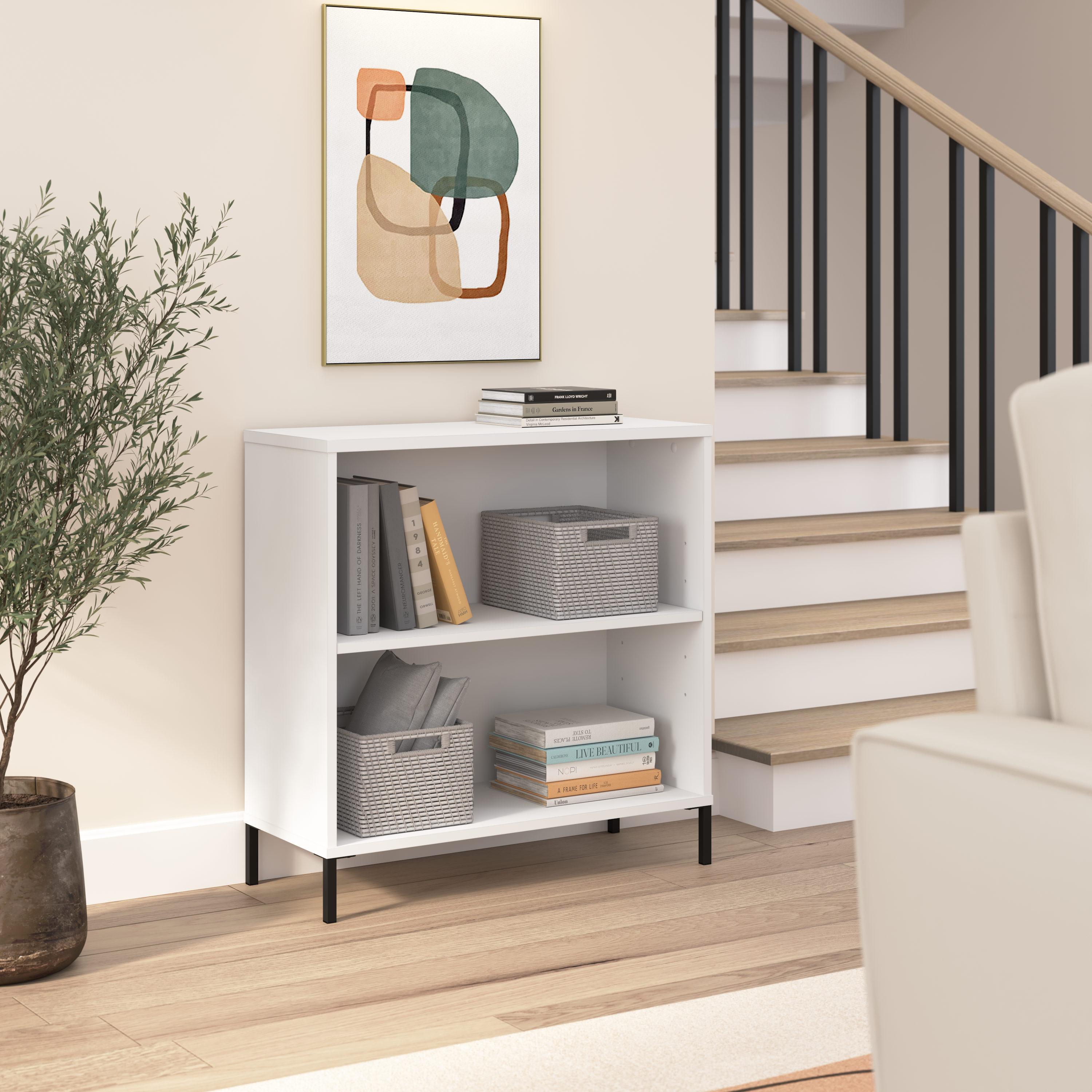 Shop Bush Furniture Essence 2 Shelf Bookcase 01 ESB229WH #color_white