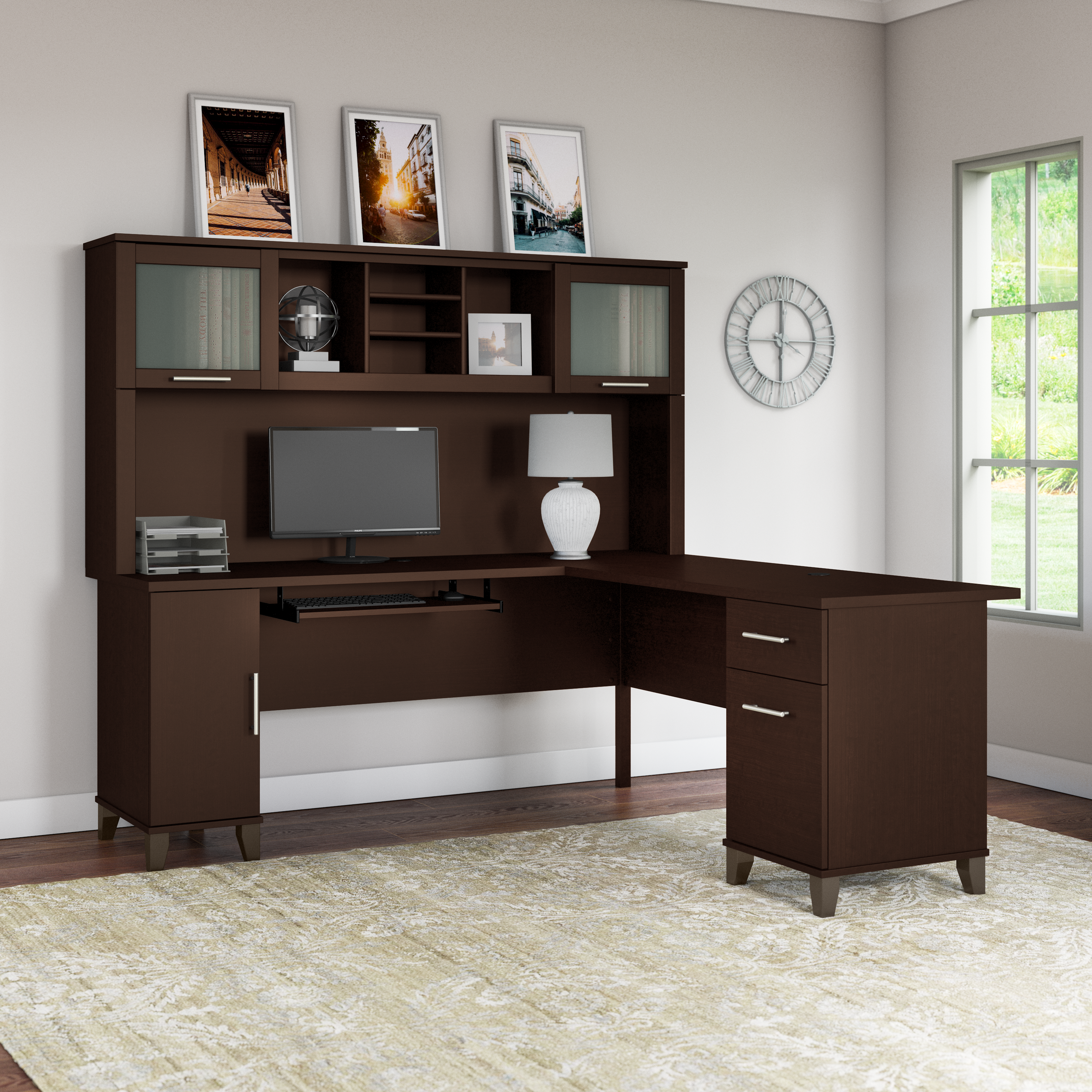 Shop Bush Furniture Somerset 72W L Shaped Desk with Hutch 01 SET001MR #color_mocha cherry