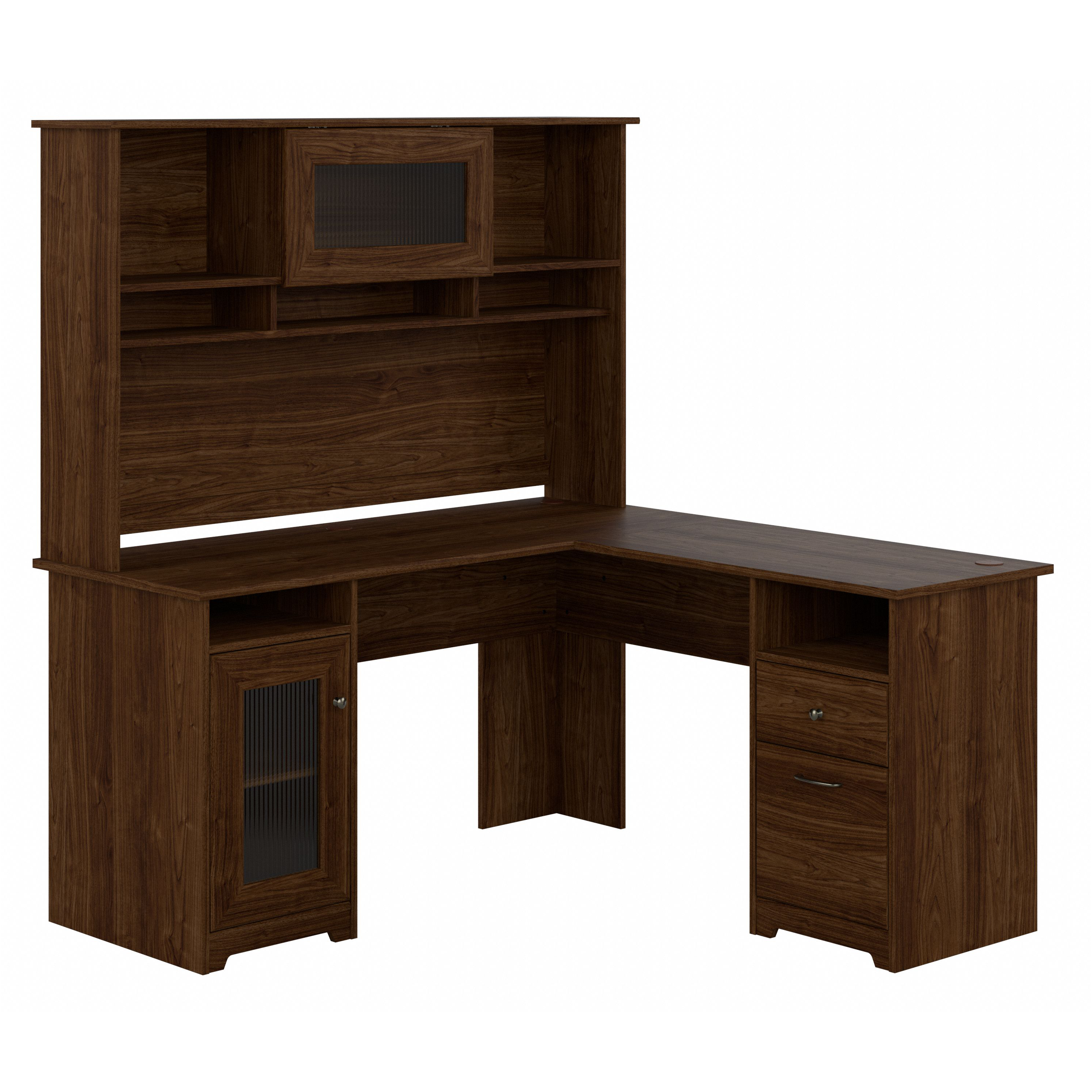 Shop Bush Furniture Cabot 60W L Shaped Computer Desk with Hutch and Storage 02 CAB001MW #color_modern walnut