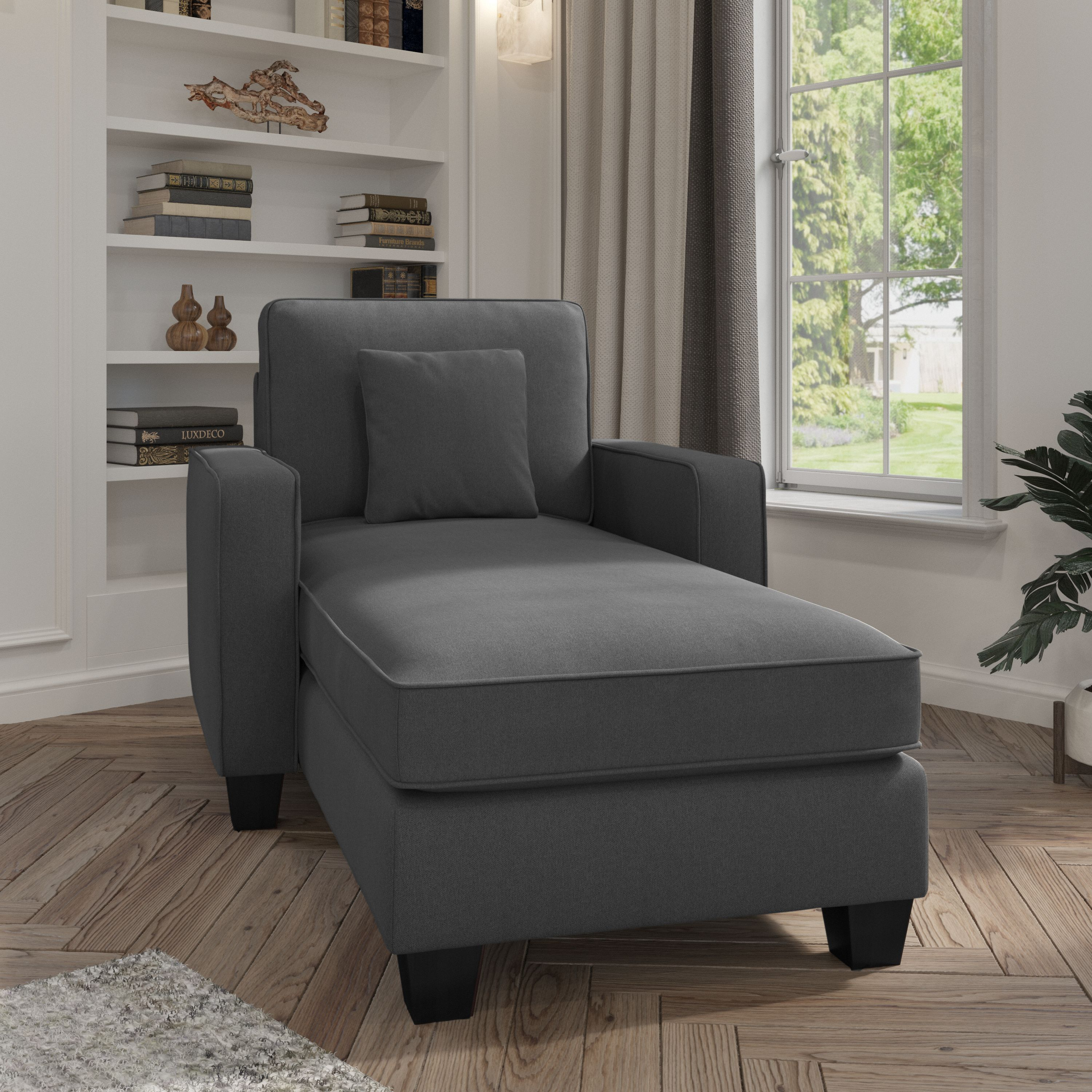 Shop Bush Furniture Stockton Chaise Lounge with Arms 01 SNM41SCGH-03K #color_charcoal gray herringbone fabr