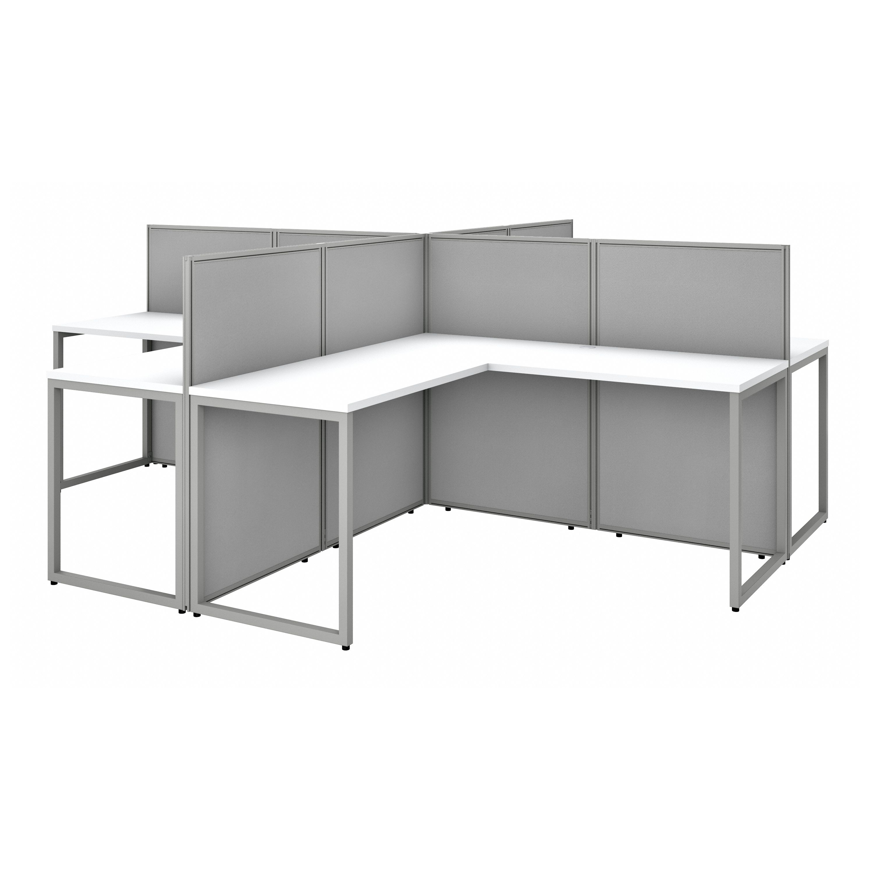 Shop Bush Business Furniture Easy Office 60W 4 Person L Shaped Cubicle Desk Workstation with 45H Panels 02 EOD760WH-03K #color_pure white/silver gray fabric