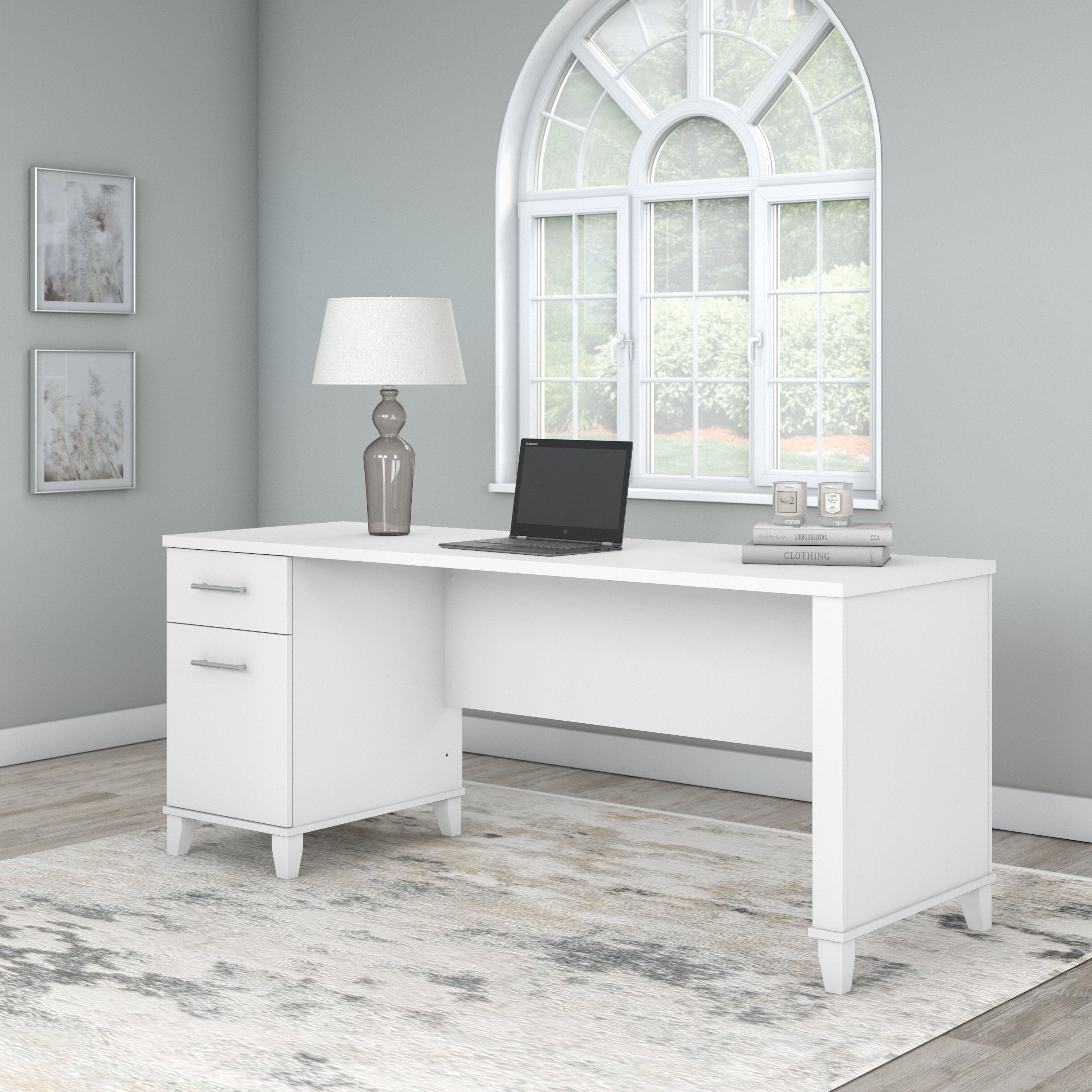 Shop Bush Furniture Somerset 72W Office Desk with Drawers 01 WC81972 #color_white