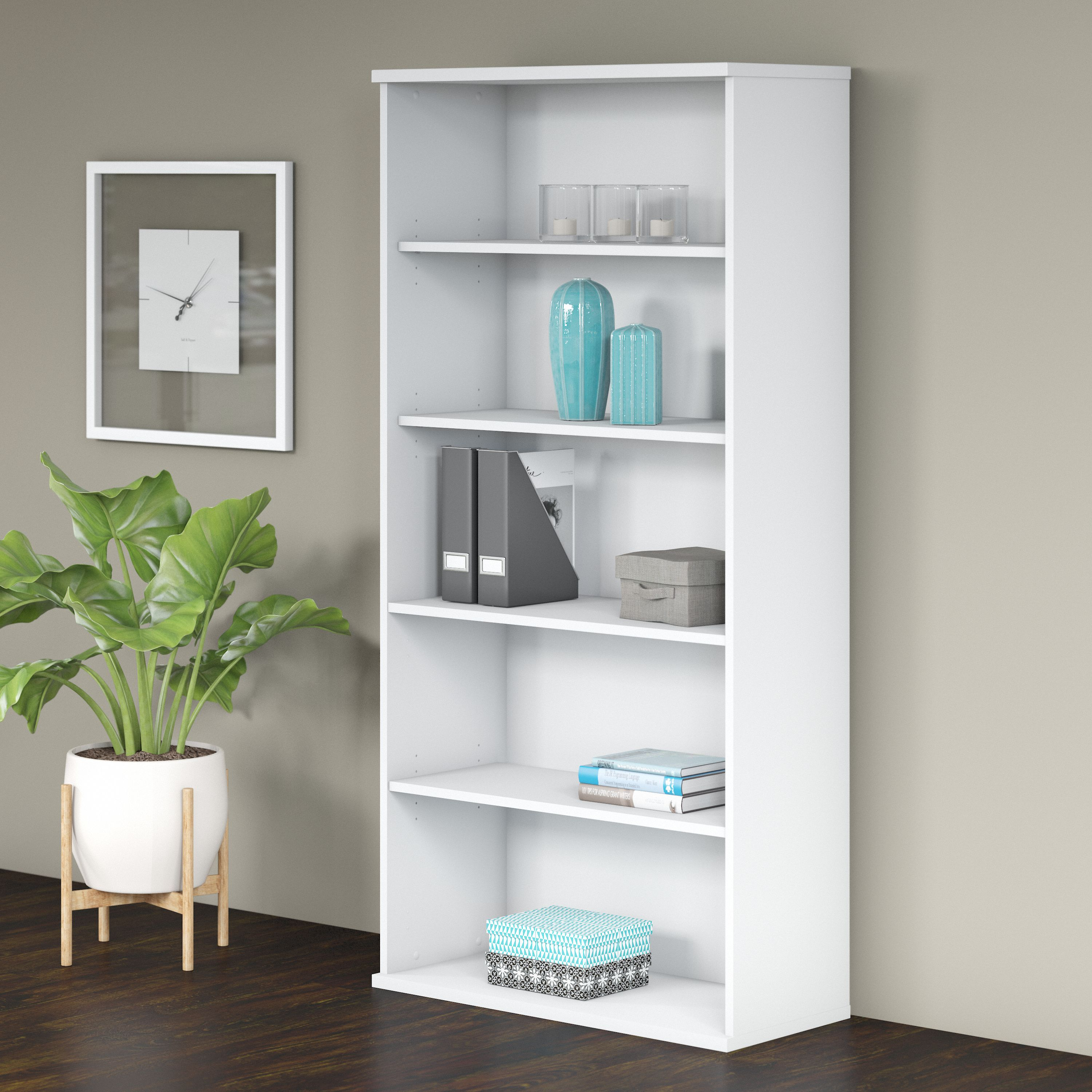 Shop Bush Business Furniture Studio C Tall 5 Shelf Bookcase 01 SCB136WH #color_white