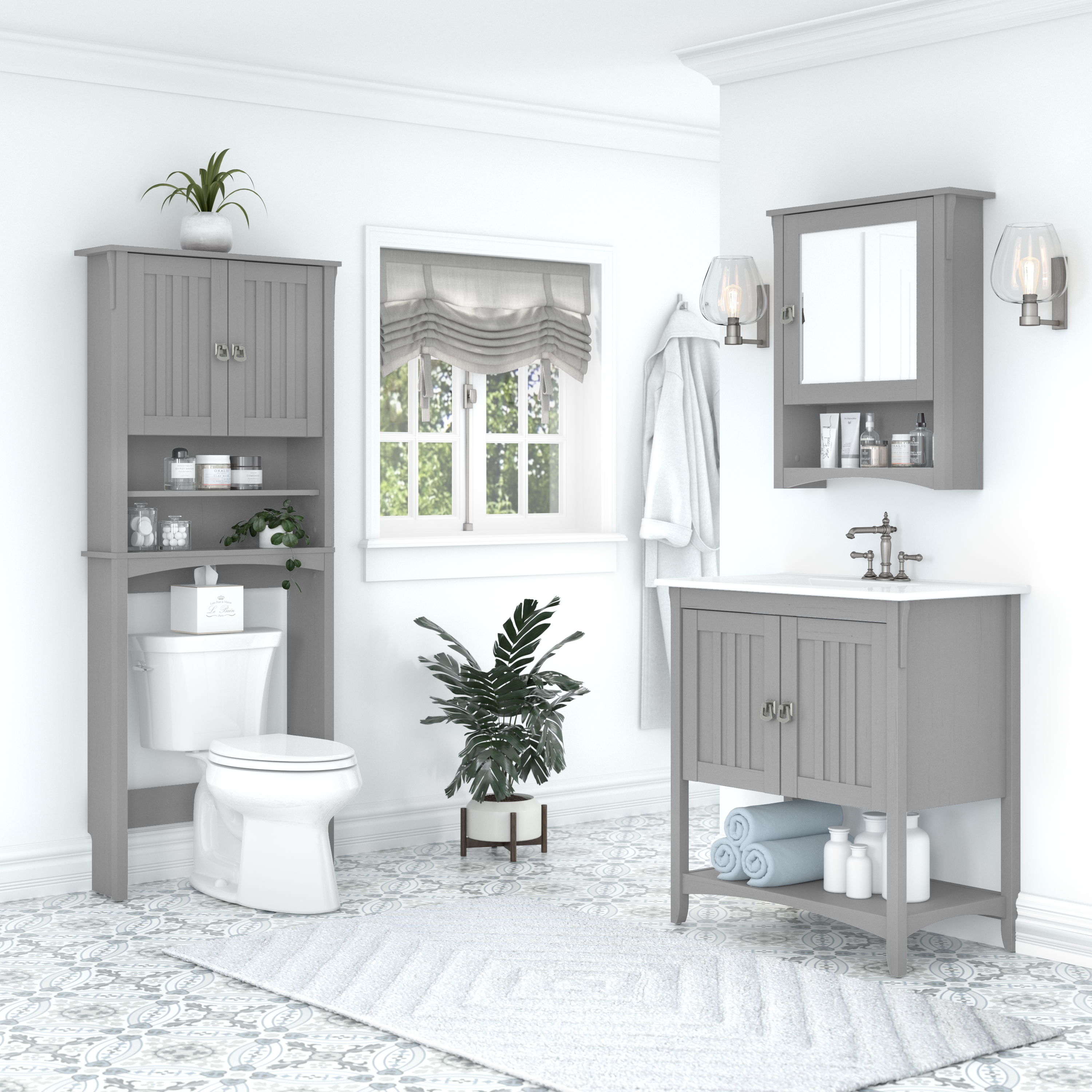 Shop Bush Furniture Salinas 32W Bathroom Vanity with Sink 08 SAVN132CG-03K #color_cape cod gray