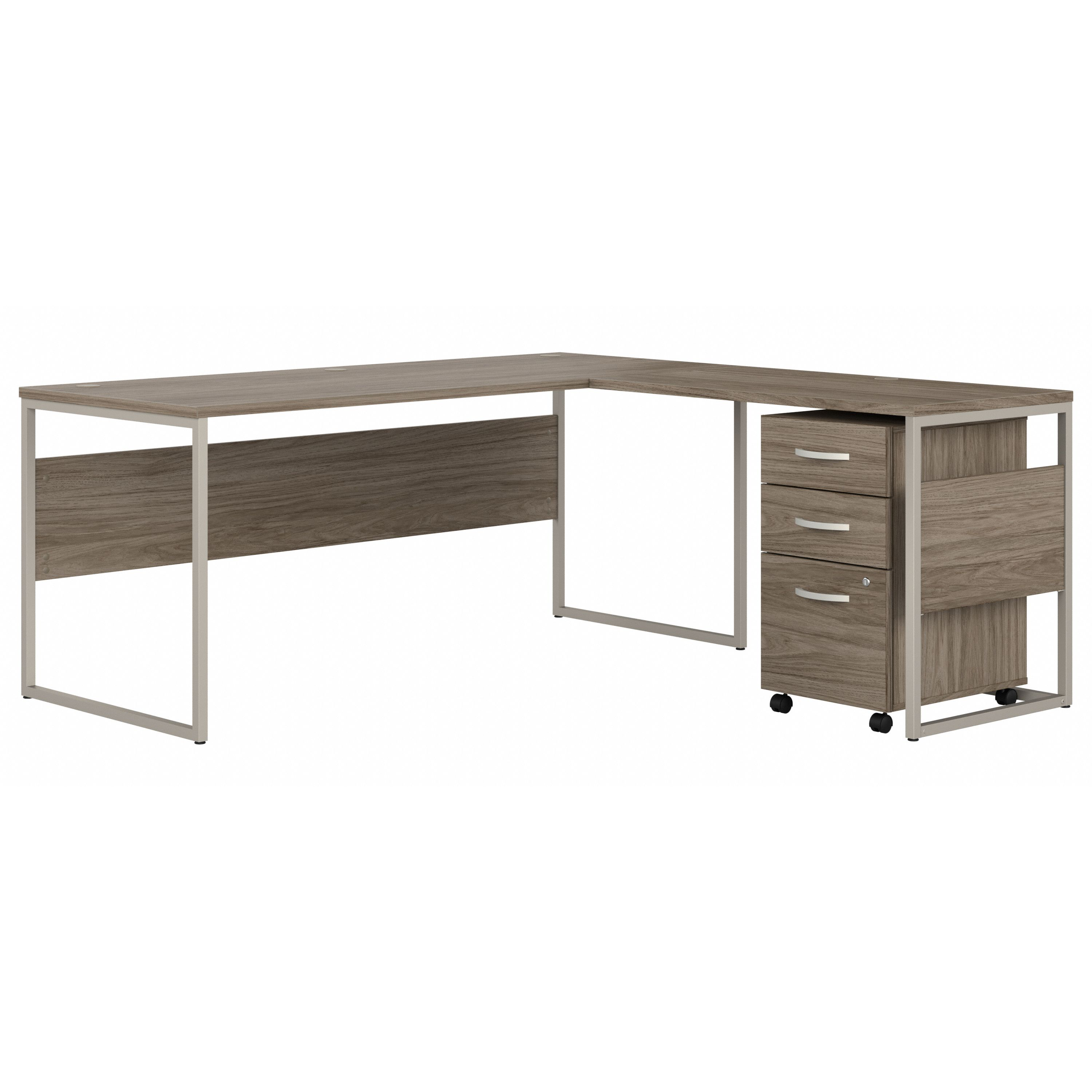 Shop Bush Business Furniture Hybrid 72W x 30D L Shaped Table Desk with Mobile File Cabinet 02 HYB028MHSU #color_modern hickory