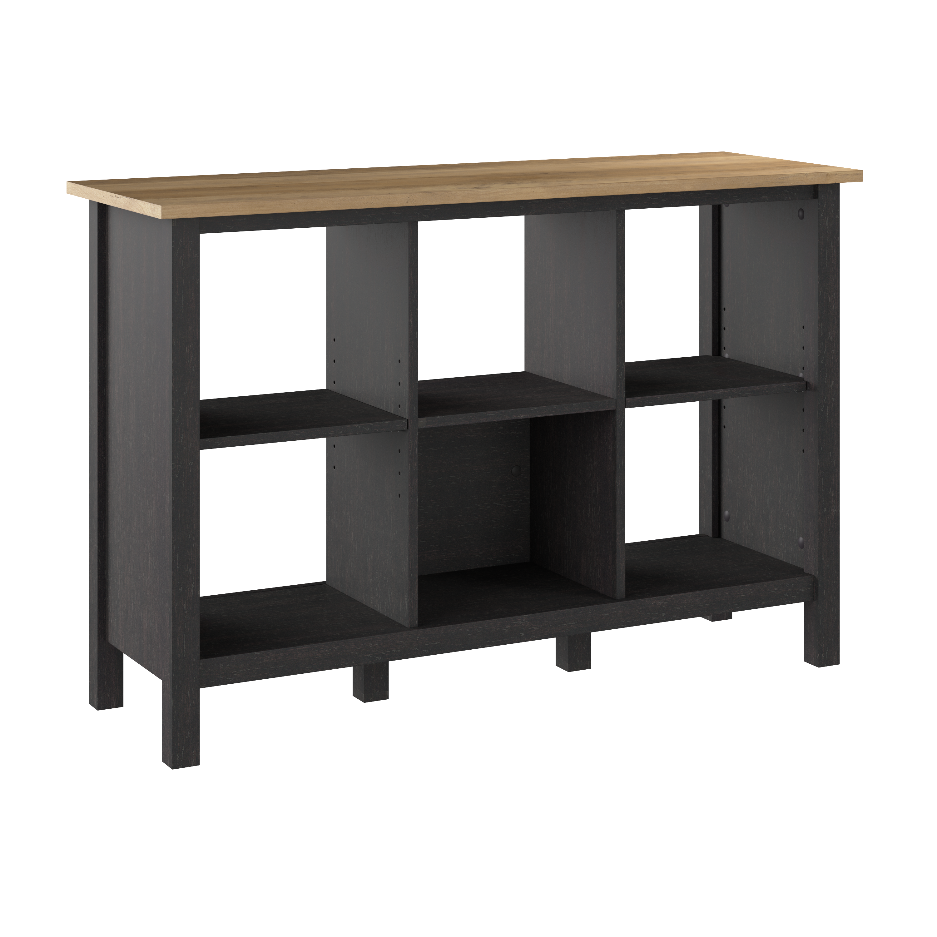 Shop Bush Furniture Mayfield 6 Cube Bookcase 02 MAB145V2P-03 #color_vintage black/reclaimed pine