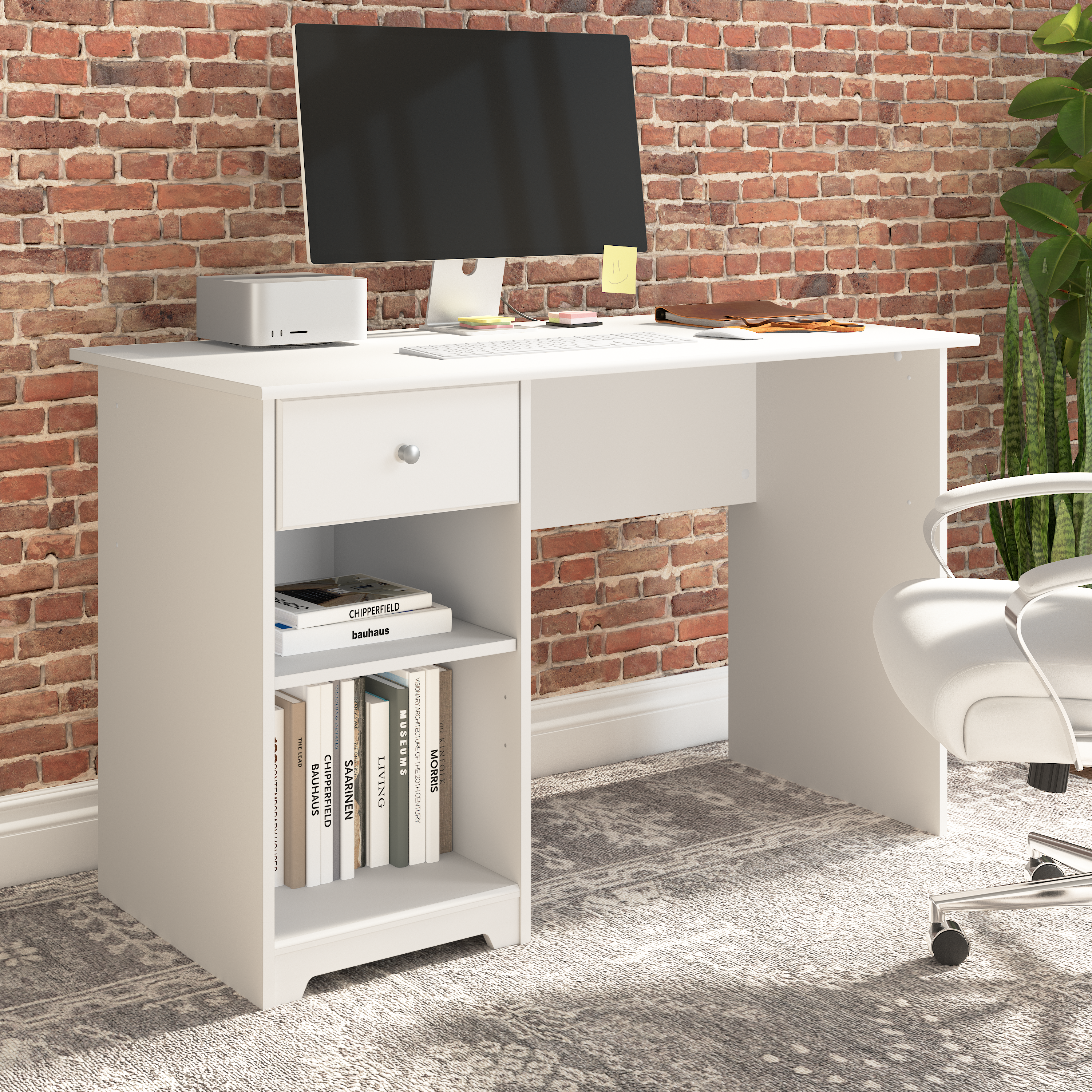 Shop Bush Furniture Cabot 48W Computer Desk with Storage 01 WC31947 #color_white