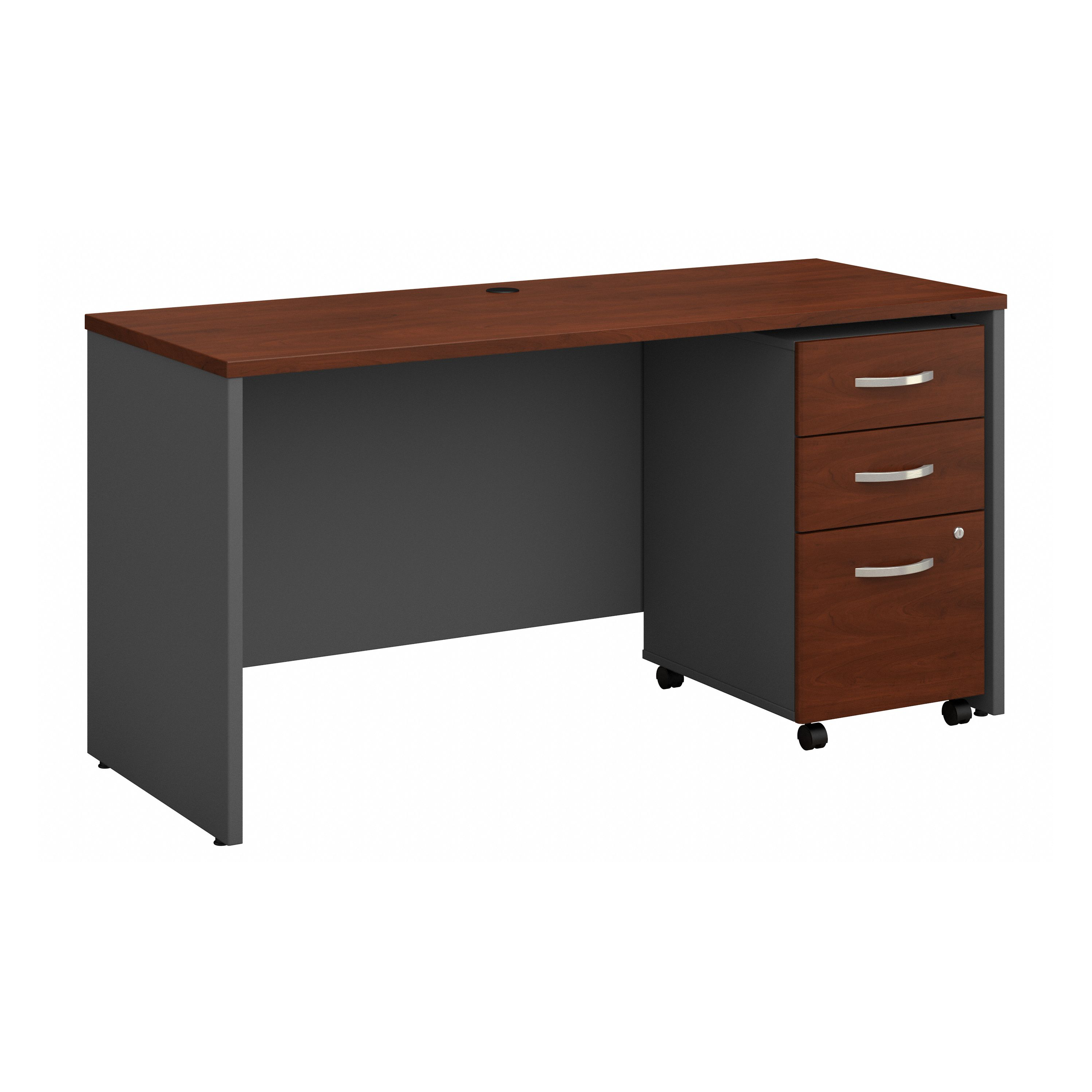 Shop Bush Business Furniture Series C 60W x 24D Office Desk with Mobile File Cabinet 02 SRC025HCSU #color_hansen cherry
