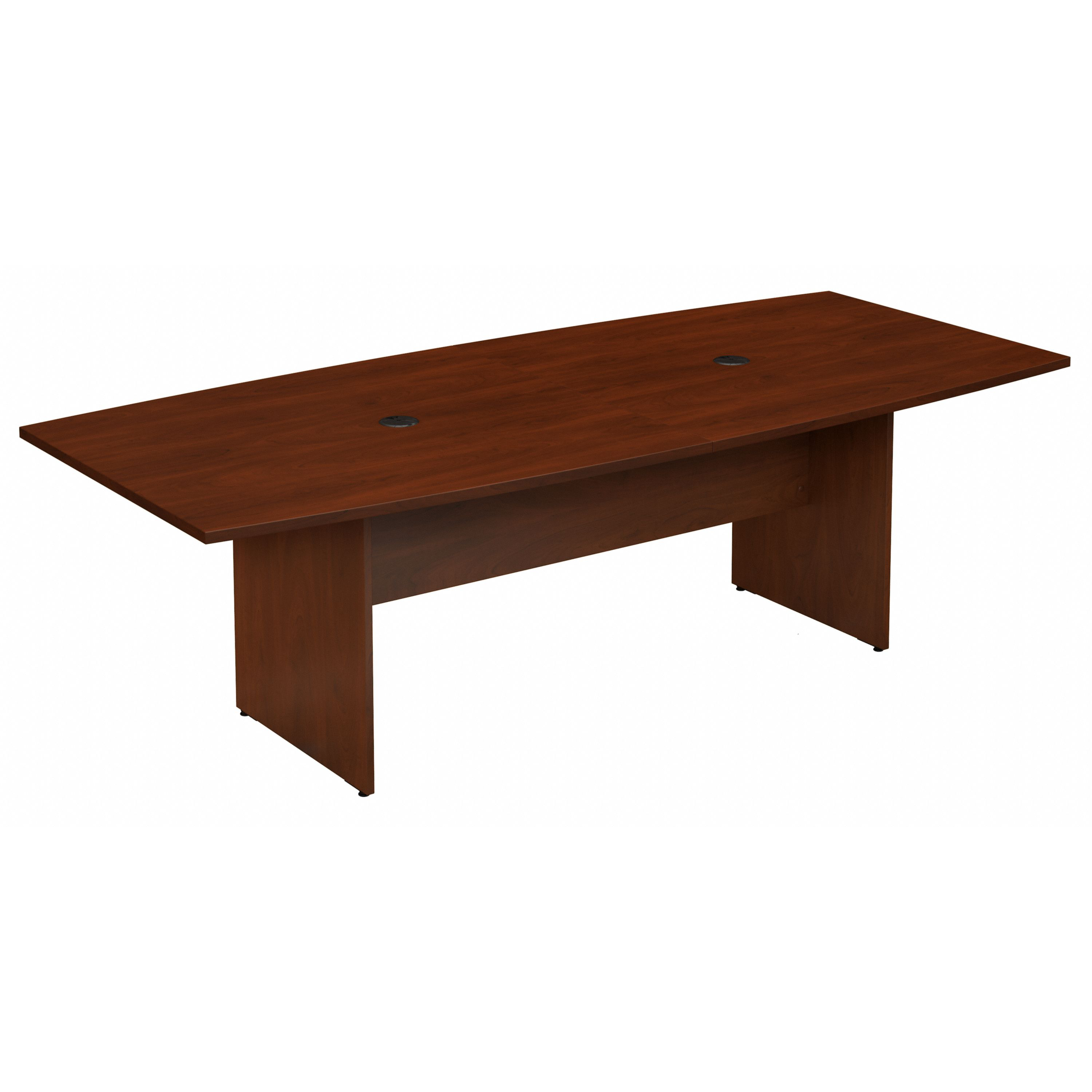 Shop Bush Business Furniture 96W x 42D Boat Shaped Conference Table with Wood Base 02 99TB9642HCK #color_hansen cherry