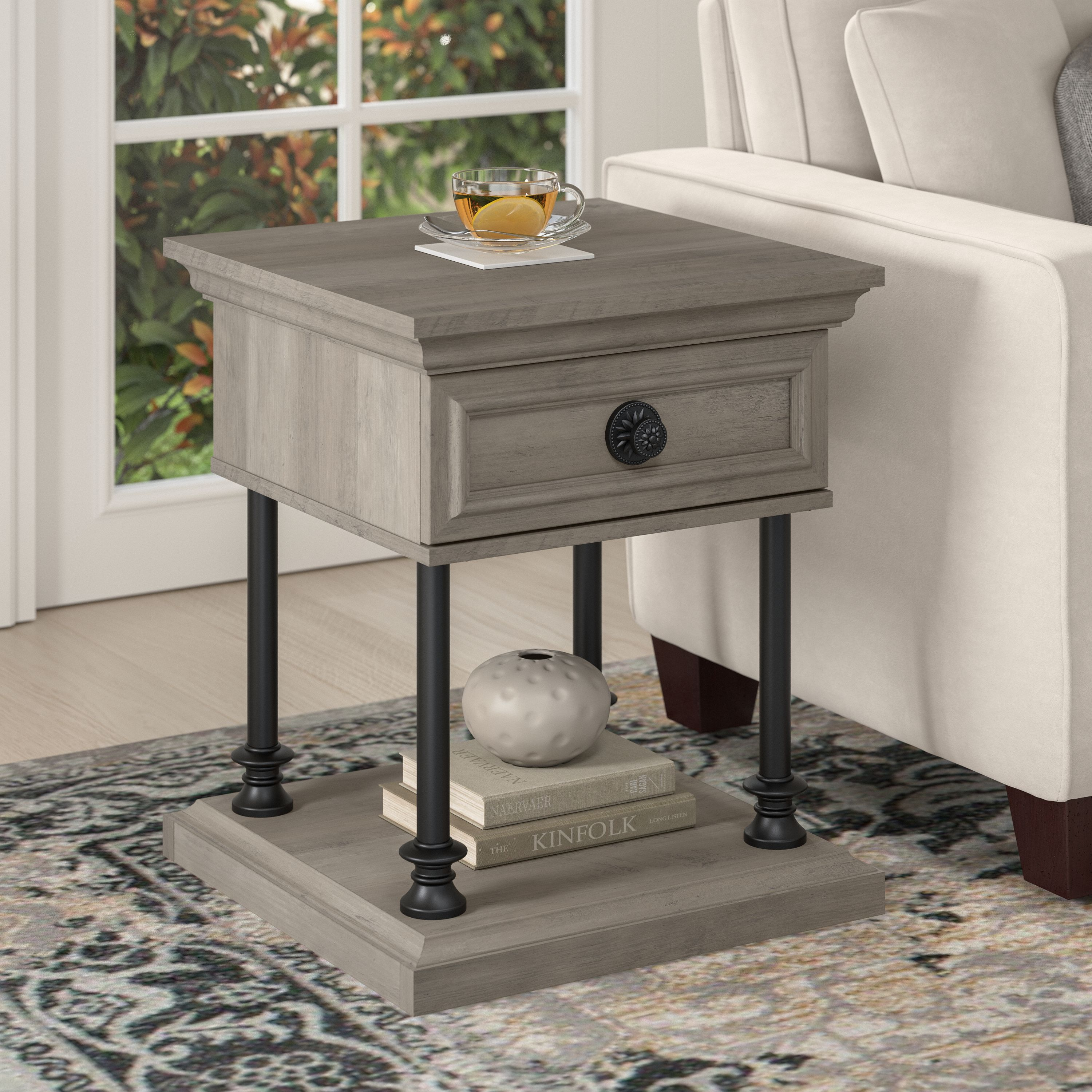 Shop Bush Furniture Coliseum Designer End Table with Storage 01 CST120DG-03 #color_driftwood gray