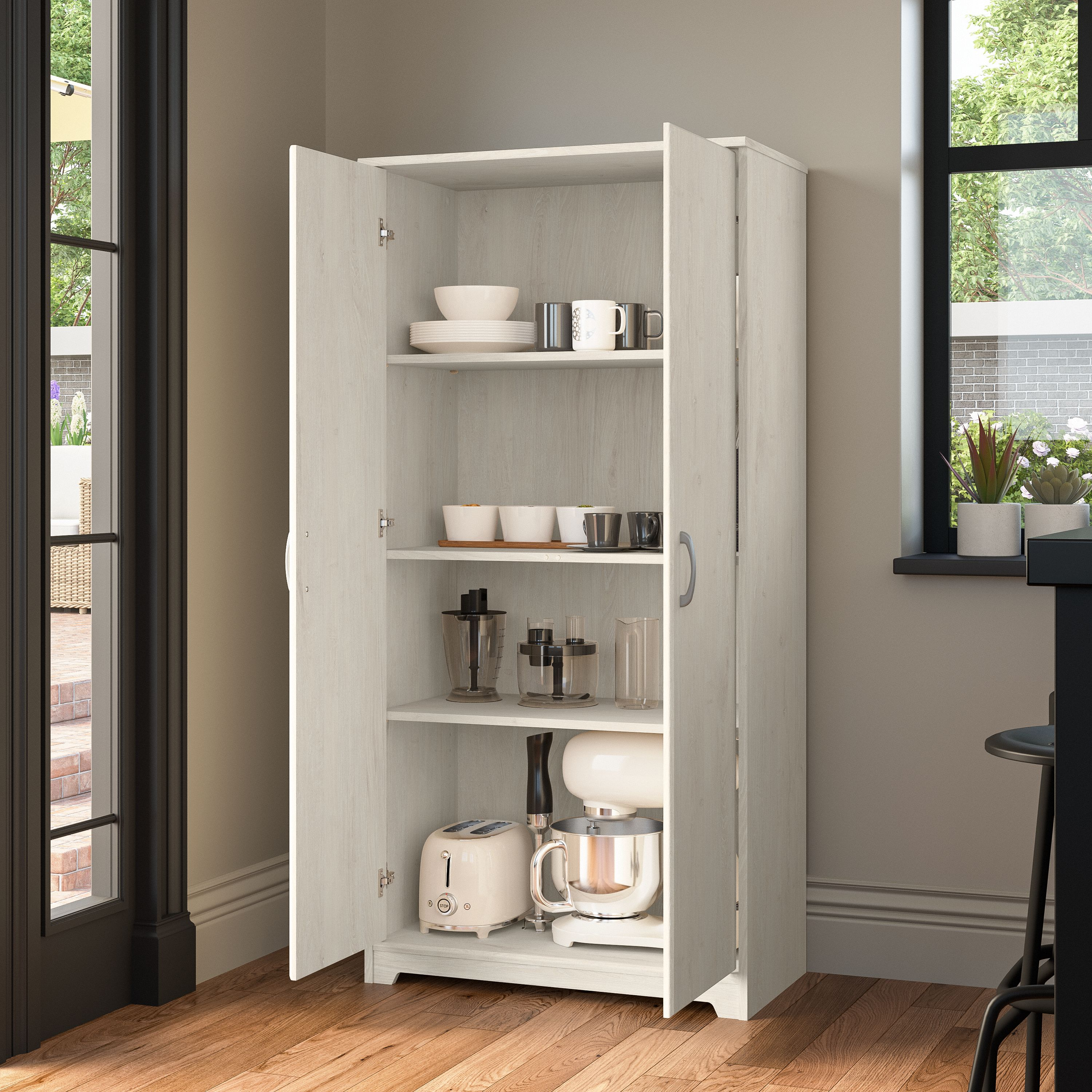 Shop Bush Furniture Cabot Tall Kitchen Pantry Cabinet with Doors 06 WC31199-Z #color_linen white oak